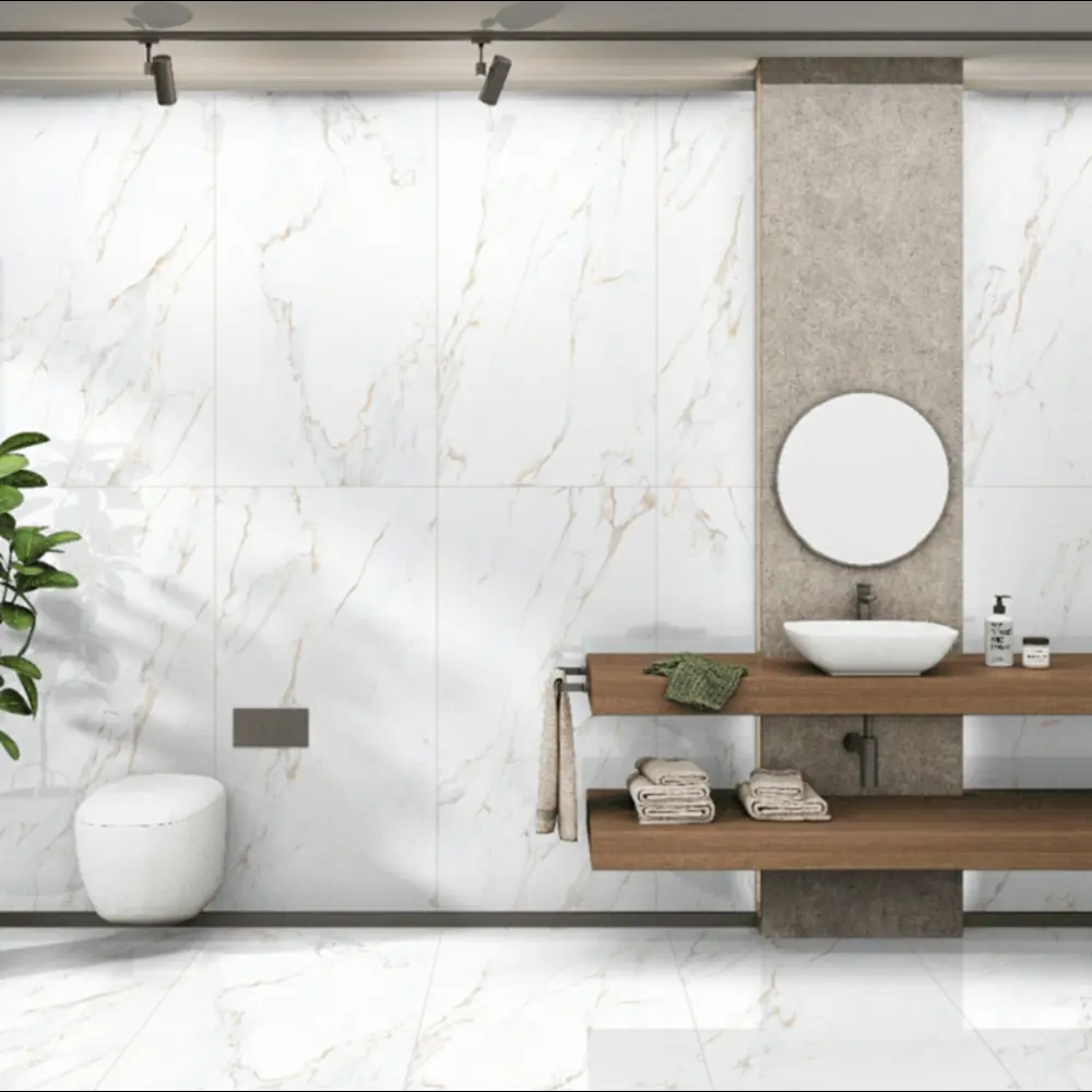 Керамогранит "Sonex" Calacutta cRema Glossy полированный 60x120 см 1.44 м2 цвет белый с бежевыми прожилками — купить в Костроме